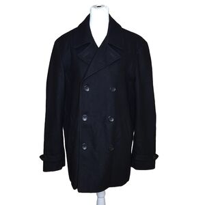 Claiborne Wool Blend Peacoat Black Double Breasted Men's Medium